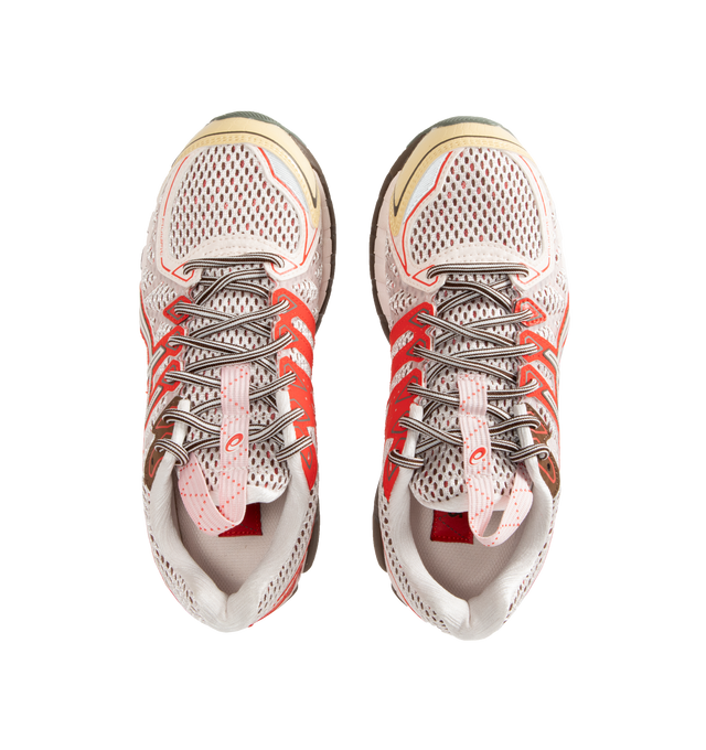 Image 5 of 5 - PINK - Asics UB-9-S GEL-Kayano Sneakers are a lace-up style with mesh uppers, welded overlays, GEL technology, segmented outsoles, and alternate lacings.  