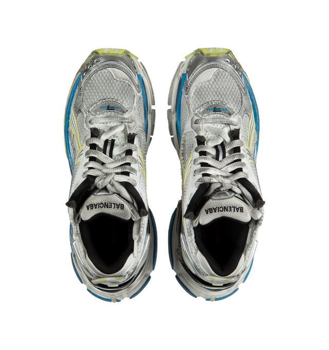 Image 5 of 5 - MULTI - BALENCIAGA Runner Sneakers featuring lace-up closure, pull-loop at heel collar, logo rubberized at heel tab, textured foam rubber midsole and treated rubber outsole. Upper: textile, synthetic, rubber. Sole: rubber. Made in China. 