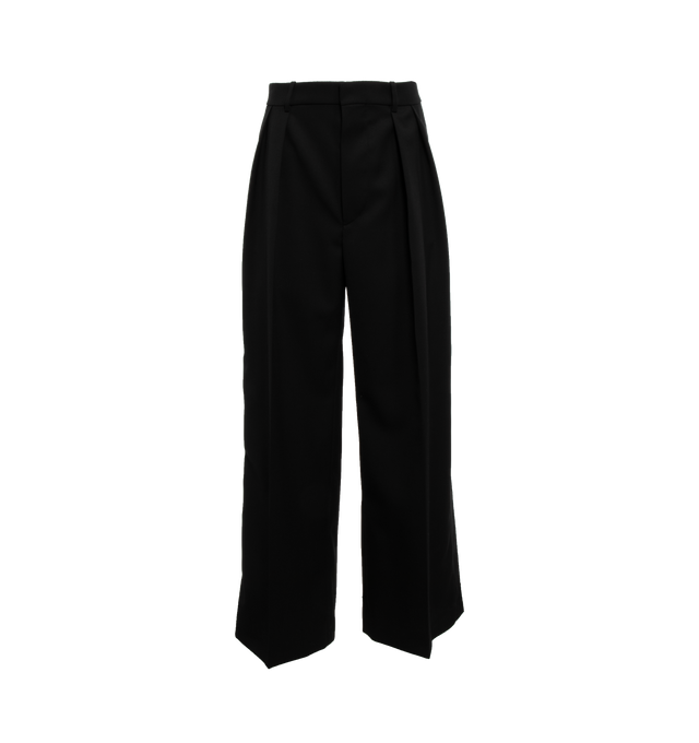 BLACK - WARDROBE.NYC Low Rise Tuxedo Trouser featuring silk ribbon tape at side seams, hook-and-eye closures at waist, zip fly and on-seam hip pockets. 100% virgin wool.