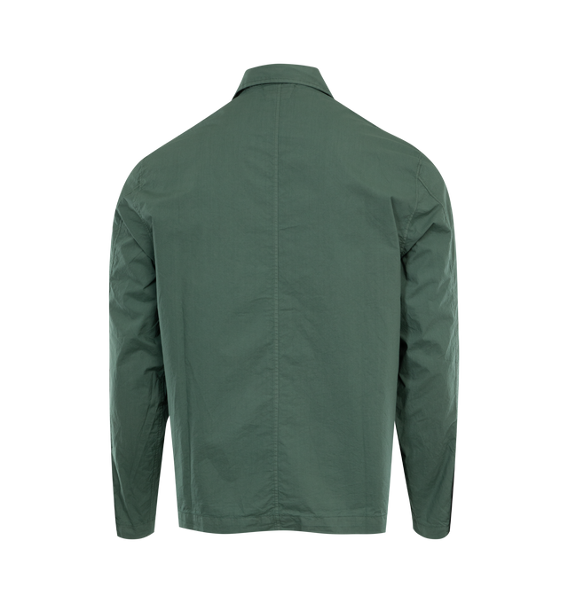 Image 2 of 2 - GREEN - C.P. COMPANY Popeline Workwear Shirt featuring button closure, chest pocket, front patch pockets and collar. 100% cotton.  