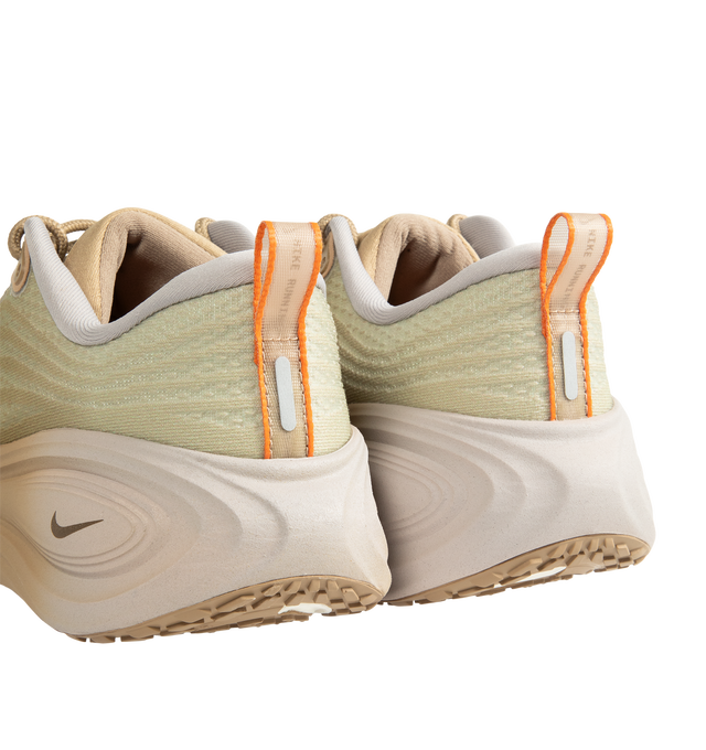 Image 3 of 5 - ORANGE - Nike Men's Vomero Plus Cheat Day SP Sneakers are crafted with engineered mesh uppers and feature a max-cushion performance silhouette inspired by the indulgent spirit of a "Cheat Day." Designed with a vibrant orange-dusted upper balanced by neutral tones, this special-edition style combines dual Air Zoom units with responsive ZoomX cushioning for exceptional comfort and energy return. Finished with a durable rubber outsole, lace-up closure, and signature Nike branding throughout. M 