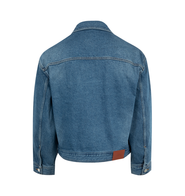 Image 2 of 2 - BLUE - Studio Nicholson Denim Jacket featuring front button fastening, two chest flap pockets, two side inset pockets. 100% organic cotton. 