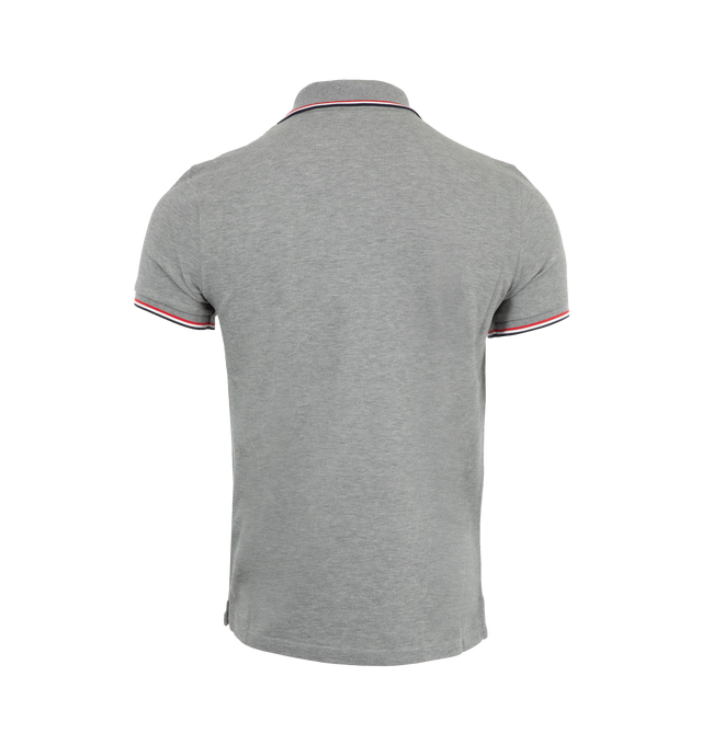 Image 2 of 2 - GREY - MONCLER polo shirt featuring contrast trim and logo. 100% cotton.  