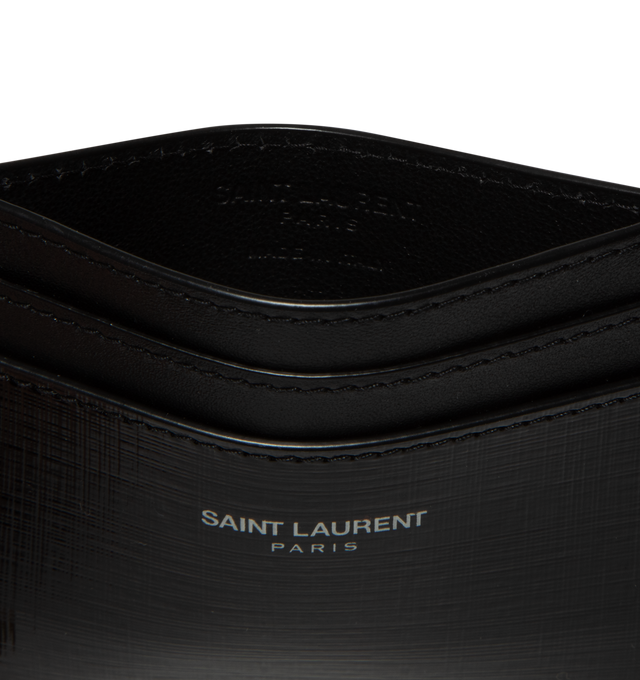 Image 3 of 3 - BLACK - SAINT LAURENT Card Case featuring five card slots, leather lining and silver toned hardware. 3.9" X 3" X 0.2". 100% calfskin leather. Made in Italy. 