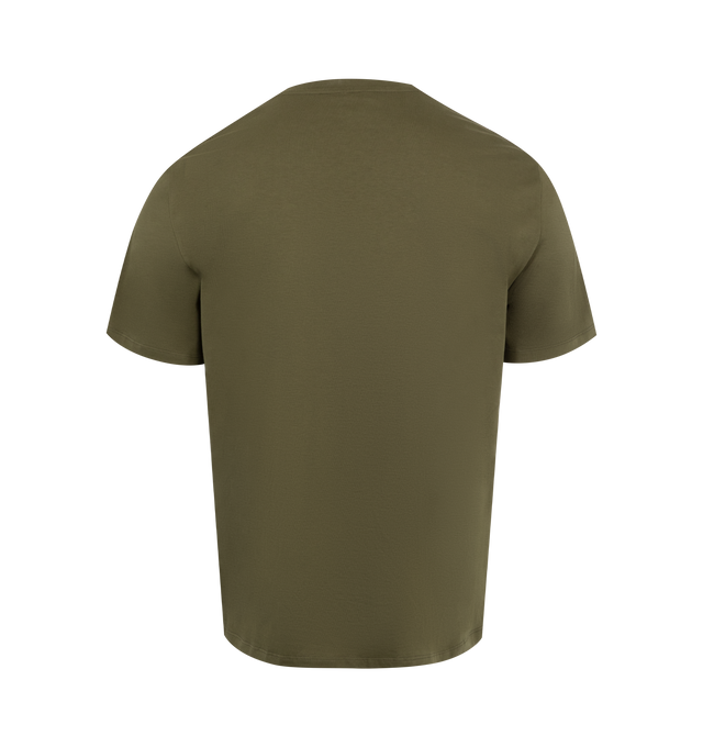 Image 2 of 2 - GREEN - Loewe Men's T-shirt in lightweight cotton in a relaxed fit, regular length with crew neck, ribbed collar and LOEWE Anagram embroidery pocket placed at the chest. Made in Portugal. 