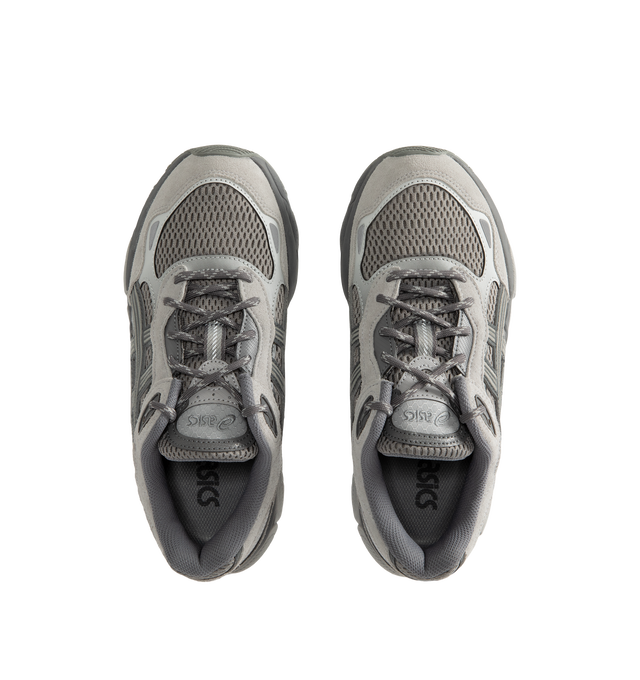 Image 5 of 5 - GREY - Asics Gel-NYC 2.0 Sneaker featuring suede overlays, rearfoot and forefoot GEL technology, shock-attenuating material placed in the midsole of the shoe for cushioning and shock absorption, FF BLAST PLUS cushioning, TPU TRUSSTIC technology, walking-specific flex grooves to support natural movement and smooth heel to toe transition, angled heel softens heel contact with the ground and facilitates more natural heel to toe transitions. 