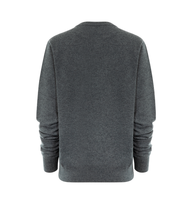 Image 2 of 2 - GREY - EXTREME CASHMERE Be Classic Sweater featuring a round neckline, long sleeves, opening detail on the left side of the neckline and rib knitted at the neck, cuffs and hem. 89% cashmere, 10% nylon, 1% elastane. 