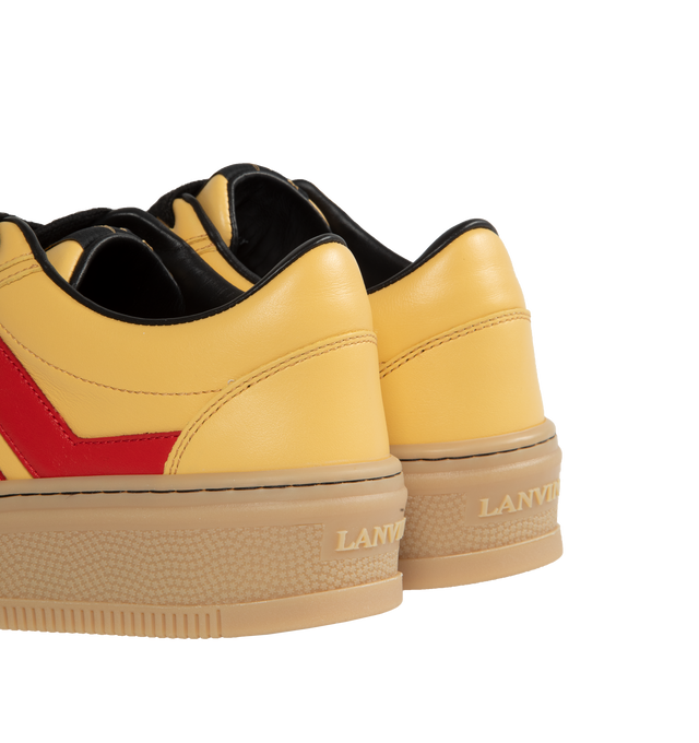 Image 3 of 5 - YELLOW - LANVIN LAB X FUTURE Cash Sneakers featuring high sole, almond toe, lace-up closure and label with the Lanvin logo placed on the tongue. 100% calf - bos taurus. Sole: 100% rubber. Made in Italy. 