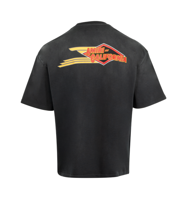 Image 2 of 2 - BLACK - AMIRI Eagle Oversized T-shirt featuring oversized cotton jersey, fading throughout, rib-knit crewneck, crackled logo graphic printed at front, dropped shoulders and logo and text printed at back. 100% cotton. Made in Italy. 