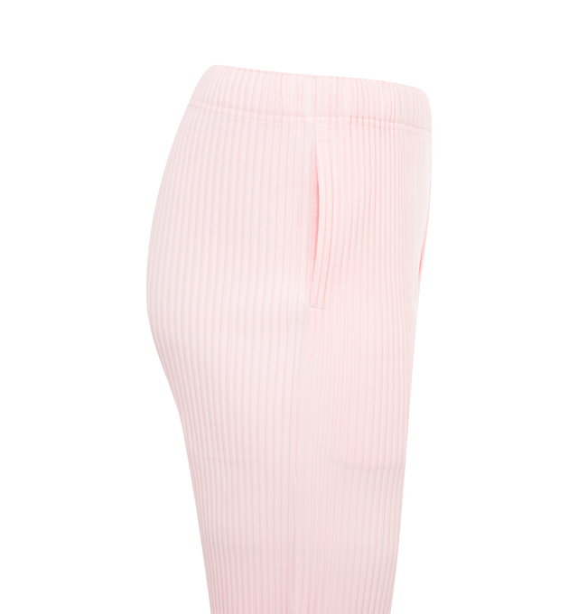 Image 3 of 3 - PINK - ISSEY MIYAKE Shorts featuring pliss effect, mid-rise, elasticated waistband, slip pockets to the sides and knee-length. 100% polyester. 