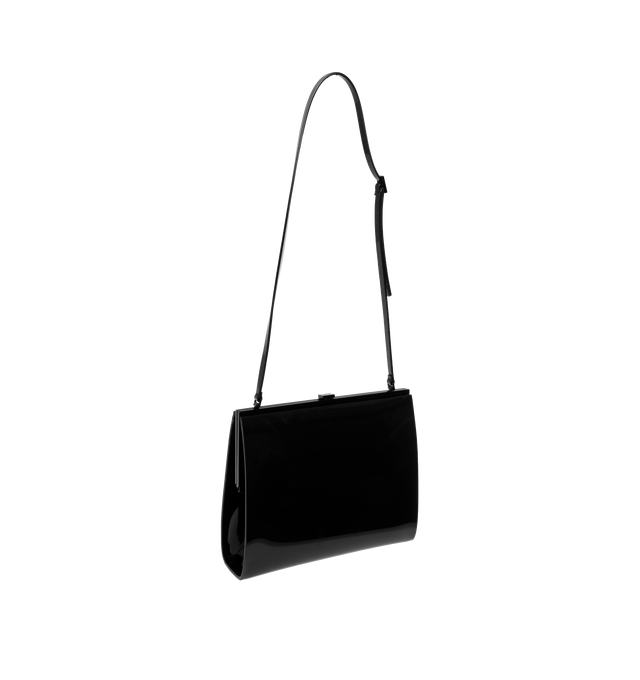 BLACK - SAINT LAURENT Le Anne-Marie Small Bag in Vinyl featuring hinged kiss lock closure, adjustable shoulder strap, tonal hardware and one flat pocket.  8.5 X 7.1 X 1.2�2.4 inches. 90% polyurethane, 10% metal.
