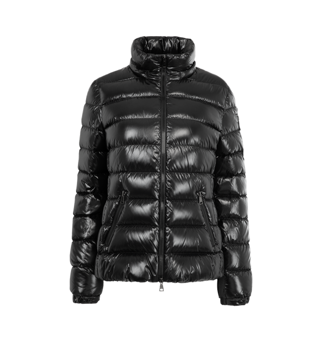Image 3 of 4 - BLACK - MONCLER Badyf Faux Fur-Trimmed Hooded Short Down Jacket featuring nylon laqu lining, down-filled, detachable faux fur trim, detachable and adjustable hood, zipper closure, flap sleeve pocket, zipped pockets and adjustable cuffs. 100% polyamide/nylon. Padding: 90% down, 10% feather. 