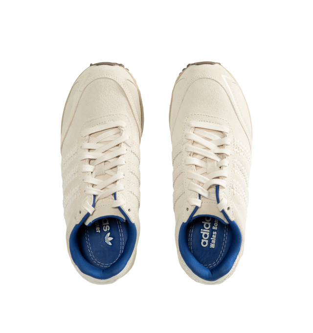 Image 5 of 5 - CREAM - Adidas Originals x Wales Bonner Men's Adizero Adios Suede Shoes blend classic adidas running heritage with Wales Bonner's elevated design perspective. Crafted with a premium leather upper, this refined interpretation of the iconic Adizero Adios silhouette delivers everyday comfort while balancing vintage sport influences with contemporary style. A textile lining enhances comfort, while the durable rubber outsole provides reliable traction for daily wear. Main Material: Leather Upper.  