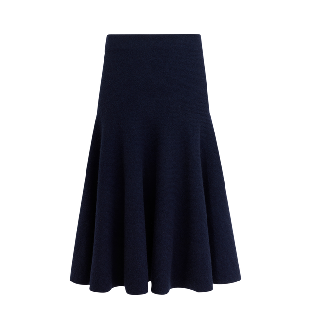 Image 1 of 1 - NAVY - Alaia Women's Cashmere Flared Skirt is crafted in cashmere with a Midi Length, and a flared cut design. Made in Italy. 