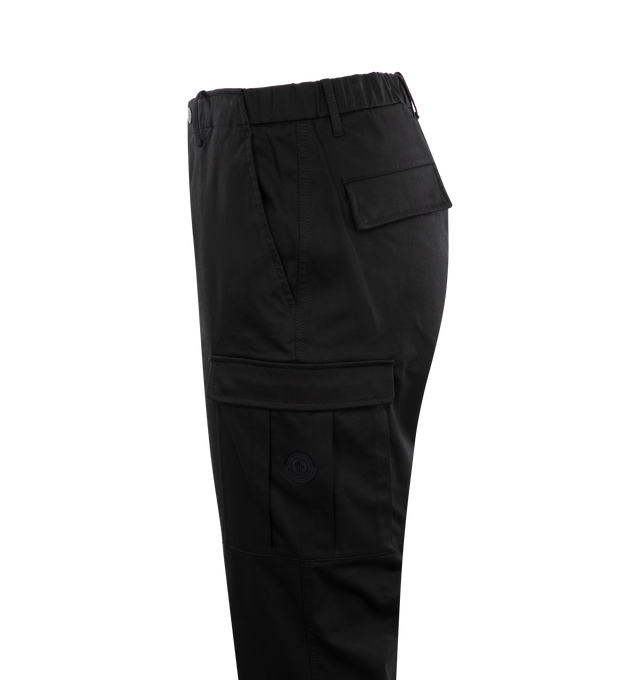 Image 3 of 3 - BLACK - MONCLER Cotton Stretch Cargo Pants featuring zip fly with button closure, belt loops, elasticized back waistband, two side hand pockets, two back patch pockets and two side cargo pockets. 98% cotton, 2% elastane. 