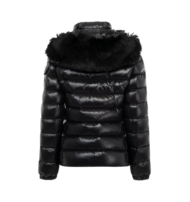 BLACK - MONCLER Badyf Down Jacket featuring nylon laqu lining, down-filled, detachable hood with a detachable faux fur trim, zipper closure, patch pocket with flap, double pocket with black zipper closure and adjustable elastic cuffs with snap button closure. 100% polyamide/nylon. Padding: 90% down, 10% feather. Faux fur: 93% modacrylic, 7% polyester. 