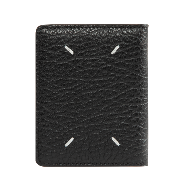 Image 1 of 3 - BLACK - MAISON MARGIELA Four Stitches Keyring Cardholder featuring embossed grainy leather, keyring chain, snap button closure, multiple card holders and four stitches at the back. 100% calf leather. 