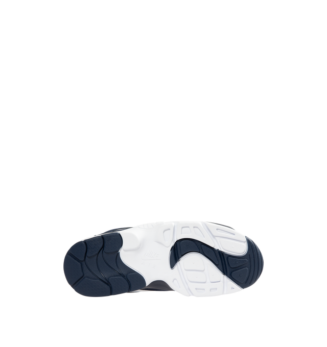 Image 4 of 5 - NAVY - NIKE Air Diamond Turf Sneaker featuring Air units in the heel and forefoot, durable leather, a midfoot strap for a secure fit, leather upper with mesh panels and rubber outsole. 