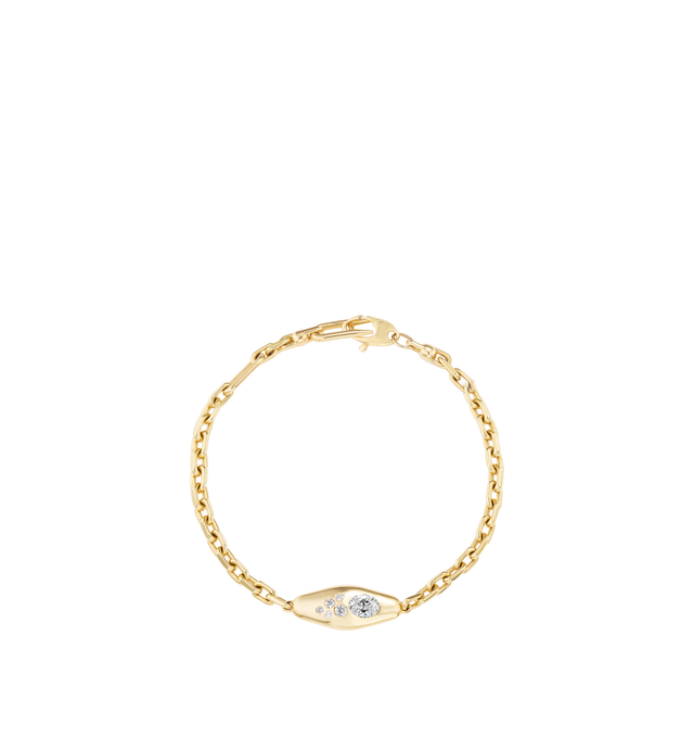 Image 1 of 2 - GOLD - Uniform Object Pendant Bracelet/Anklet featuring 10.85 g of solid 18K yellow gold with a 0.50 ct oval precious stone and 0.43 TCW round diamond clusters. Adjustable Length: 79". Handcrafted in New York City. Hirshleifers offers a range of pieces from this collection in-store. For personal consultation and detailed information about jewelry, please contact our dedicated stylist team at personalshopping@?hirshleifers.com. 