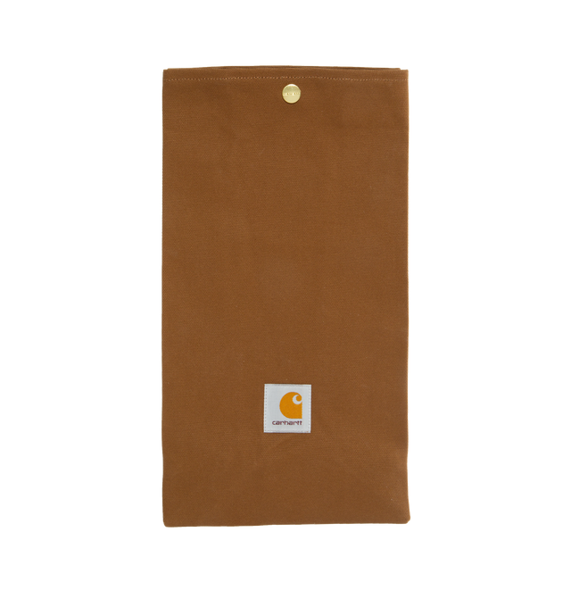 Image 4 of 6 - BROWN - CARHARTT WIP Lunch Bag featuring dry wax coating, food safe, snap button closure and square label. 14.5 x 7.9 x 4.7 inch. 100% cotton. 