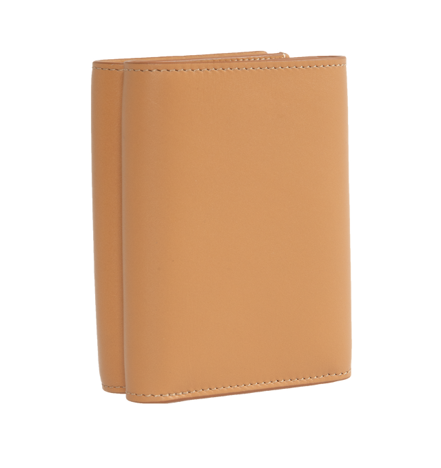 BROWN - LOEWE Trifold Wallet featuring debossed LOEWE Anagram patch, snap button closure, six card slots and large pocket for notes, coin compartment and calfskin lining. Satin Calf. 3.1 x 4 x 1.5 inches. Made in Spain.