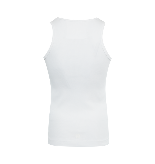 Image 2 of 2 - WHITE - GIVENCHY Extra Slim Fit Tank Top featuring ribbed cotton, crew neck, small 4G emblem embroidered on the lower back and extra slim fit. 98% cotton, 2% elastane. 