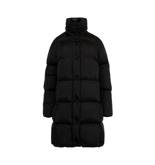 Image 4 of 4 - BLACK - MONCLER Litte Square-Quilted Hooded Long Down Jacket featuring nylon laqu lining, down-filled, detachable and adjustable hood, zipper and snap button closure, zipped pockets and elastic cuffs. 100% polyamide/nylon. Padding: 90% down, 10% feather. 