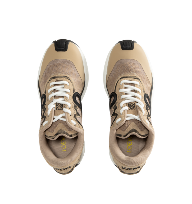 Image 5 of 5 - NEUTRAL - Loewe Men's Pogo Sneakers are crafted from technical knit and suede and feature a bold silhouette with a layered upper and textured two-piece sole. Designed with double laces, the signature L monogram at the side. Main Material: Technical Knit and Suede. Lining: Technical Fabric. Sole: Rubber. Heel Height: 4 cm. Made in Italy. 
