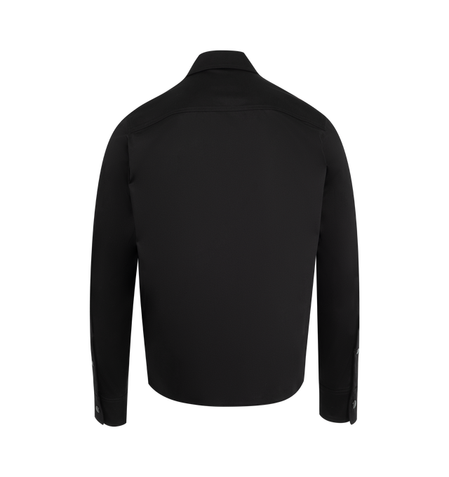 Image 2 of 2 - BLACK - Moncler Stretch Cotton Shirt Jacket has a spread collar, a zip front closure, a chest pocket with a flap, and side snap pockets. 98% cotton, 2% elastic.  