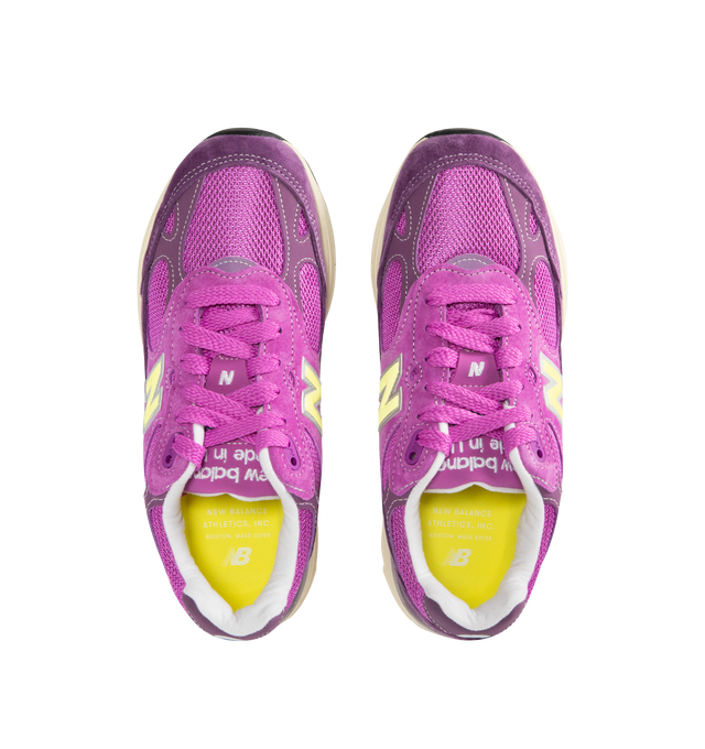 Image 5 of 5 - PURPLE - NEW BALANCE Made in USA 993 Sneaker featuring mesh upper, suede and synthetic overlays ABZORB midsole absorbs impact through a combination of cushioning and compression resistance, combination ENCAP and C-CAP midsole, reflective accents designed to catch the light and NDurance rubber outsole. 