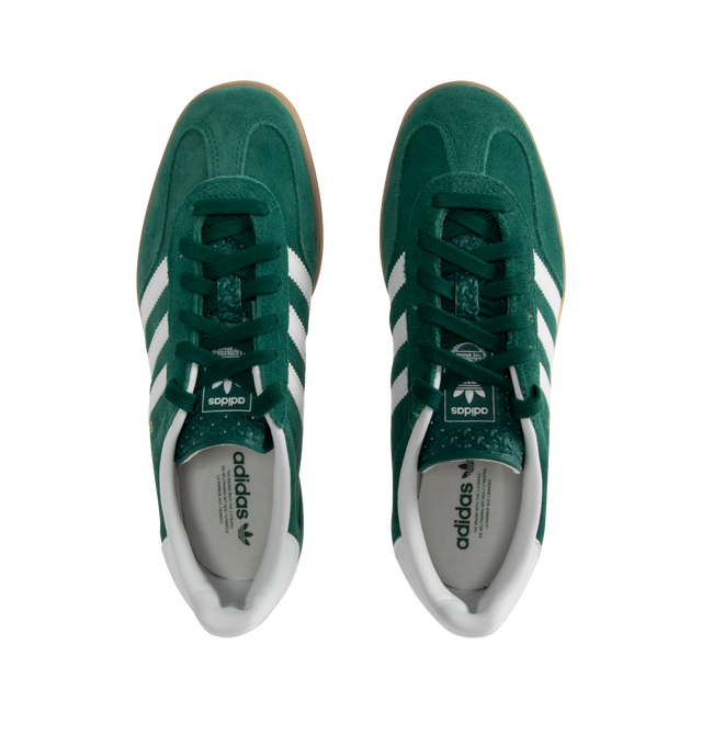 Image 5 of 5 - GREEN - ADIDAS Gazelle Indoor Sneakers are a lace-up style with suede uppers and gum outsoles. Textile linings. Unisex style in men's sizes. 