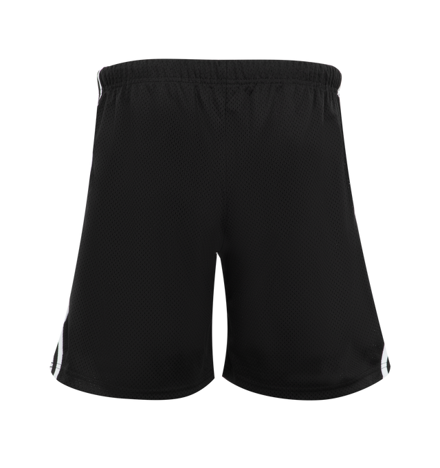 Image 2 of 3 - BLACK - Gallery Dept. Venice court shorts, featuring a refined silhouette that's slightly shorter than our last release, offering a fresh, modern fit without compromising on comfort and performance. Crafted from breathable mesh jersey with a GD ENGLISH logotype at front, balloon fit with an elasticized waistband and inner drawstring, front slip pockets,  white striped piping over seams and double lining.Made in Los Angeles, CA. Material: 100% Polyester.  