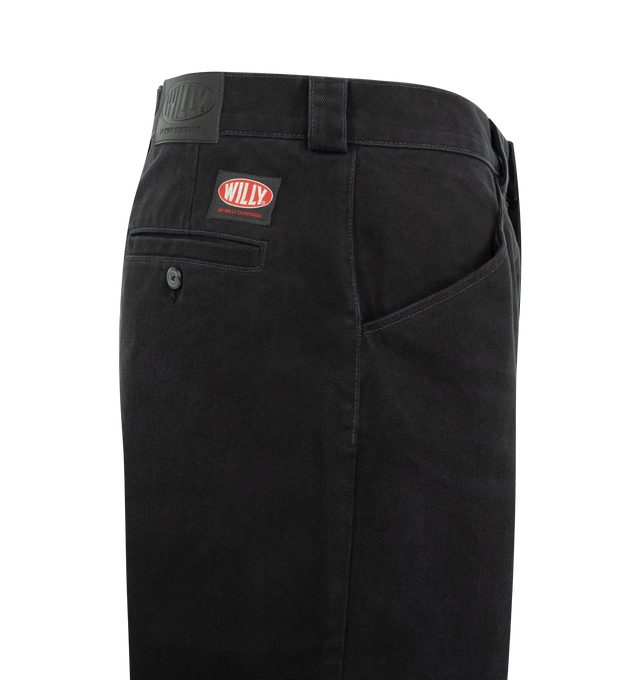 Image 4 of 4 - BLACK - WILLY CHAVARRIA Good Boy Jeans featuring button and zipper closure, side pockets, back welt pockets, belt loops and relaxed fit. 100% cotton. 