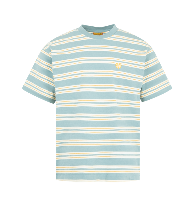 Image 1 of 2 - BLUE - HUMAN MADE Striped T-Shirt featuring timeless striped detailing, cut from soft cotton, a relaxed fit, short sleeves and crew neck. 100% cotton.  