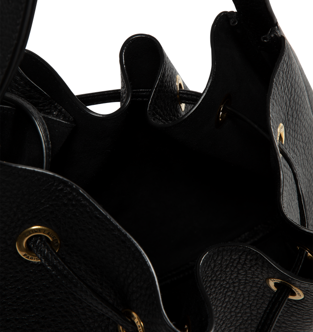 Image 3 of 3 - BLACK - Saint Laurent YSL Small Hobo Bag has a drawstring closure, an adjustable shoulder strap, a removable card holder, and bronze-toned hardware. 11.8 x 9.8 x 1.2 inches. Grained leather. Made in Italy.  