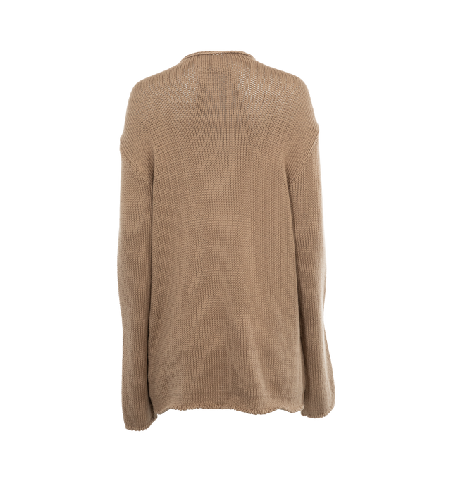 Image 2 of 4 - BROWN - THE ROW Anteo Top featuring drapey crewneck, midweight cotton and cashmere, relaxed fit and rolled-edge finishing at neck, hem, and sleeves. 85% cotton, 15% cashmere. Made in Italy. 