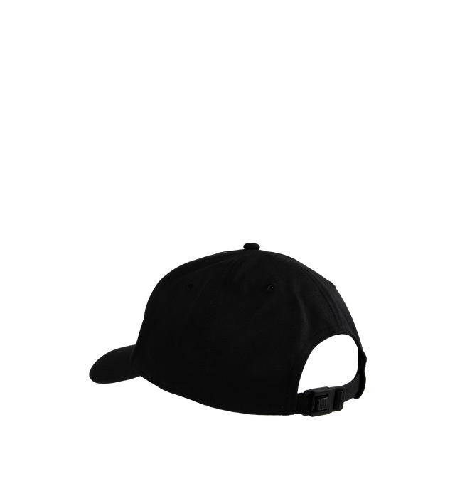 Image 2 of 2 - BLACK - MONCLER Baseball Cap featuring embroidered eyelet vents at crown, logo embroidered at face, adjustable press-release strap at back face and plain-woven cotton lining. 100% cotton. Made in China. 