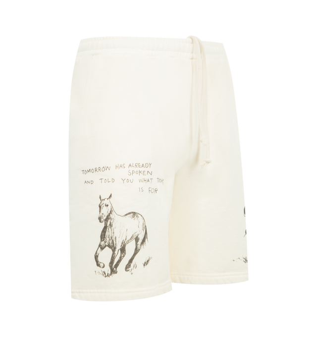 Image 4 of 4 - WHITE - ONE OF THESE DAYS What Today Is For Sweat Shorts featuring drawstring waistband, 3-pocket styling, graphic detail throughout and fleece lining. 100% cotton. Made in USA. 