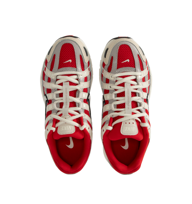 Image 5 of 5 - RED - NIKE P-6000 Sneaker featuring foam midsole that adds a lifted, track-inspired stance and soft cushioning, throwback design draws on Nike Pegasus 25 and Nike Pegasus 2006, textile, leather and synthetic overlays add structure and comfortable support and rubber outsole that offers durable tractions. 