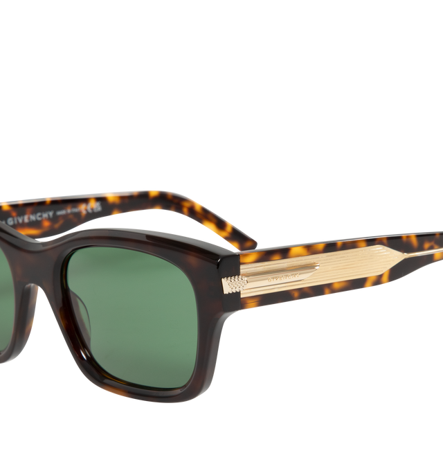 Image 3 of 3 - BROWN - GIVENCHY GV One Acetate and Nylon Rectangle Sunglasses featuring a logo signature on the lock detail of the functional temple hinges, solid-colored lenses, saddle nose bridge, tapered arms and curved temple tips. Acetate/nylon. 100% UVA/UVB protection. Made in Italy. 