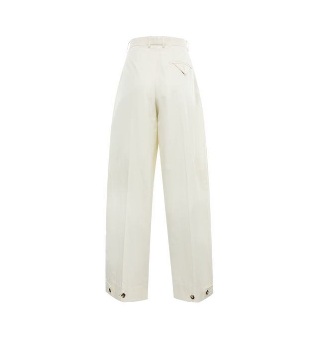 Image 2 of 3 - WHITE - BOTTEGA VENETA Twill Tapered Trousers featuring light cotton twill tapered trousers, zip, hook and button closure, unlined and tapered leg. 100% cotton. Made in Italy. 