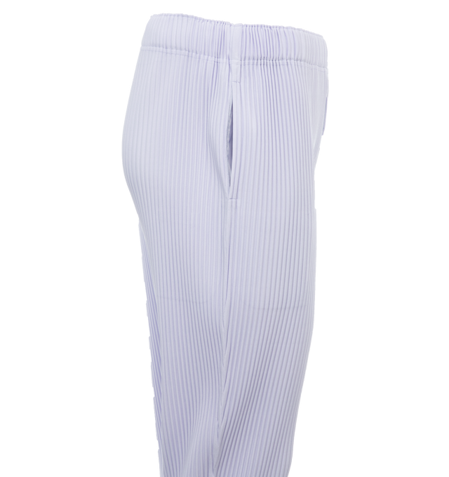 Image 3 of 4 - PURPLE - ISSEY MIYAKE Pants featuring relaxed, slim fit, elastic waistband and two side pockets. 100% polyester. 
