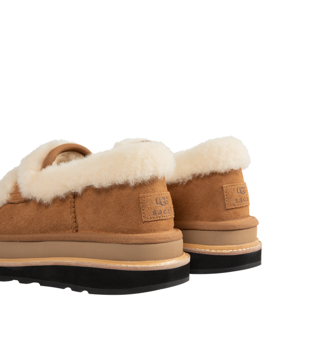 Image 3 of 4 - BROWN - UGG x sacai loafer designed for everyday wear, combines UGG's iconic premium  suede with sacai's unmistakable hybridized aesthetic. Upper is made with suede sourced from certified farms that practice regenerative agriculture upper. Midsole incorporates sugarcane EVA. Features Vibram XS Trek Evo. Unisex style in women's sizes. 