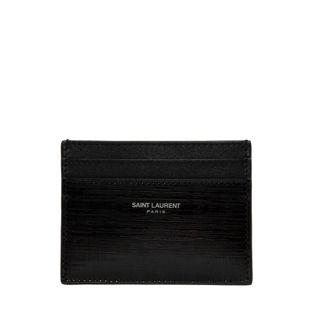 Image 1 of 3 - BLACK - SAINT LAURENT Card Case featuring five card slots, leather lining and silver toned hardware. 3.9" X 3" X 0.2". 100% calfskin leather. Made in Italy. 