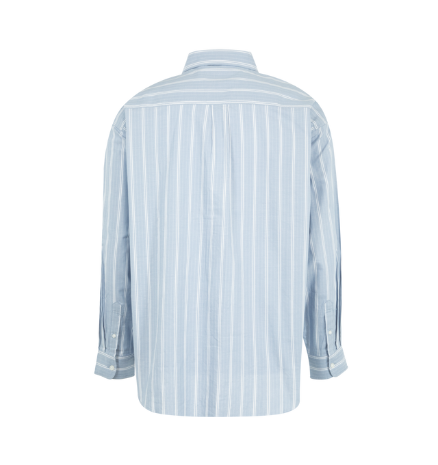 Image 2 of 2 - BLUE - CARHARTT WIP Beale Shirt featuring a loose fit from a lightweight, textured dobby cotton fabric, allover stripes and a chest pocket accented with an embroidered C Logo. 100% cotton. 