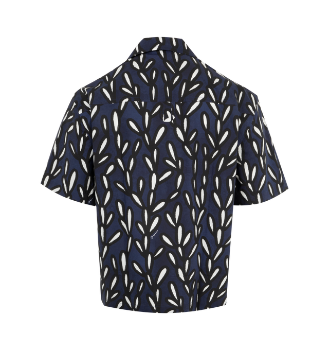 Image 2 of 2 - NAVY - Jacquemus bowling shirt crafted from cotton poplin featuring allover pattern, relaxed fit, camp collar, boxy elbow-length sleeves. 100% Cotton poplin. Made in Portugal. 