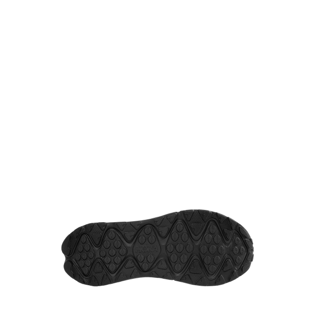 Image 4 of 5 - BLACK - HOKA Ora Primo Sneaker featuring soft knit collar, insulated puff upper, slip-on style, zig-zag stitch detail, round elastic lace system and protective toe bumper. Nylon, textile. Rubber sole. 