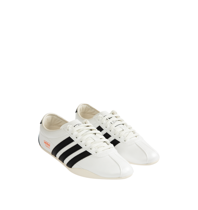 Image 2 of 5 - WHITE - ADIDAS Tokyo Sneaker featuring leather upper, low-profile, signature crossed stripes on the heel, branded shoe tongue, Tokyo logo, regular fit, laces, leather upper, leather sockliner and rubber outsole. 