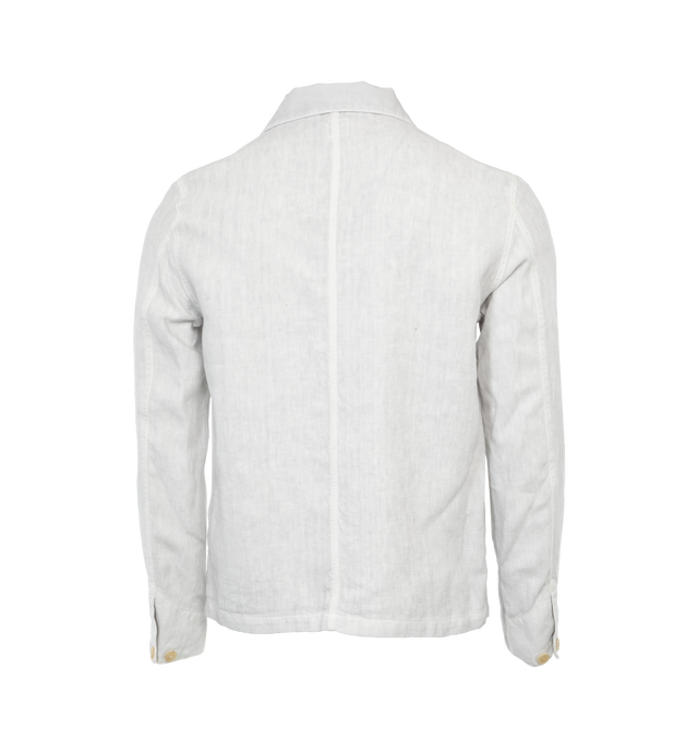 Image 2 of 3 - WHITE - 120% LINO 4 Pocket Jacket featuring classic collar, front button fastening, long sleeves, buttoned cuffs, three front patch pockets, chest flap pocket and straight hem. 100% linen.  