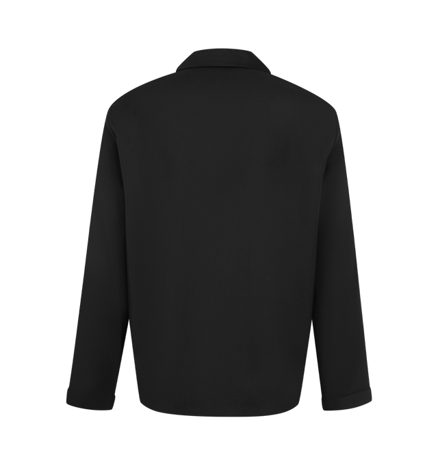 Image 2 of 2 - BLACK - The Row Men's Valli Camp-Collar Shirt is crafted from herringbone wool twill and features a relaxed silhouette with a camp collar, button-front closure, and chest patch pocket. Designed with the refined simplicity synonymous with The Row, this elevated shirt is tailored from pure virgin wool and offers a soft drape with a subtle herringbone texture. Main Material: 100% Virgin Wool. Made in Italy. 